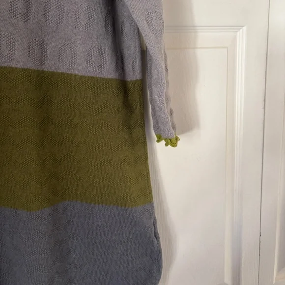 Wool cotton blend knit Mock Roll Neck Colorblock Gudrun Sjoden Dress Size Small - Picture 2 of 6